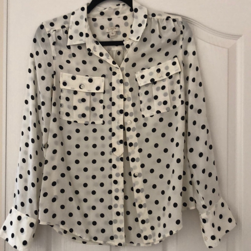 JCrew Button Down Polka Dot Blouse